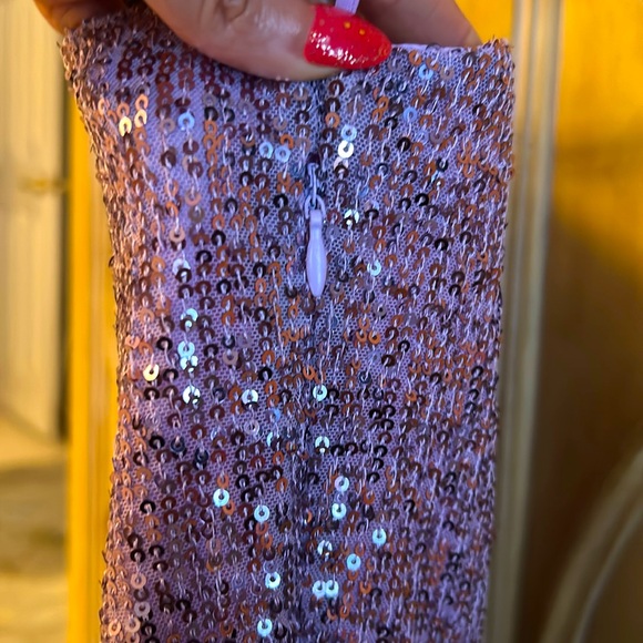 New Love X Design Sequin Below Knee Party Dress Lavender Frost - Picture 6 of 10